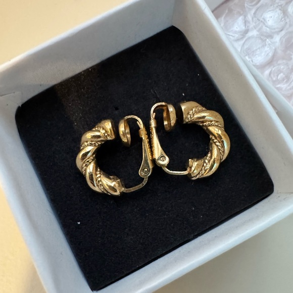 Dior Jewelry - Christian Dior Gold Twisted Hoop Earrings - clip ons